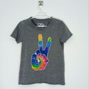 Chaser Women's S Graphic‎ Peace Sign Short Sleeve T-shirt Hippie Grunge